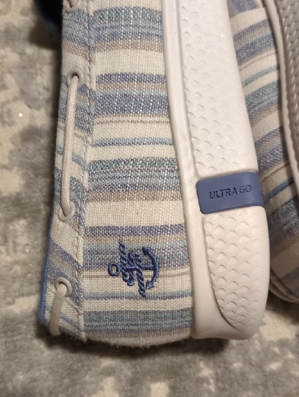 Skechers Striped Slip-On Loafers in Light Blue and Cream - Picture 6 of 7